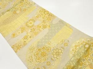 ヱ霞に華紋・花唐草模様織出し袋帯